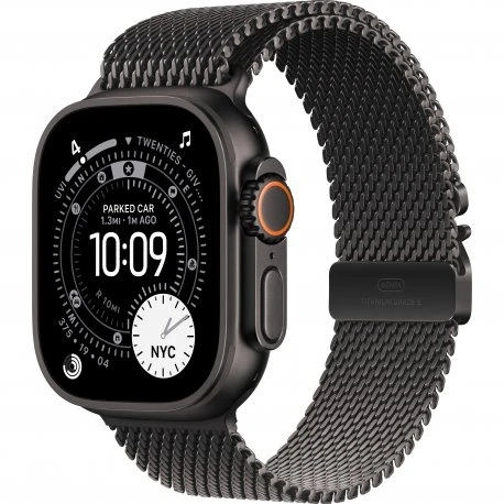 Apple Watch Ultra 3 49mm (GPS+LTE) Black Titanium Case with Black Titanium Milanese Loop - Large (MF1T4)