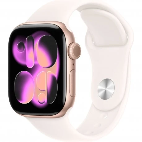 Apple Watch Series 11 42mm (GPS) Rose Gold Aluminium Case with Light Blush Sport Band - S/M (MEU04)