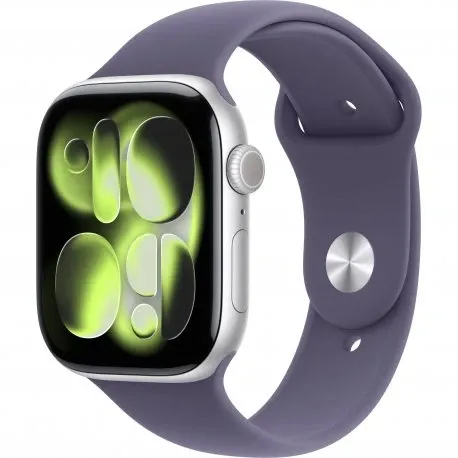 Apple Watch Series 11 46mm (GPS) Silver Aluminium Case with Purple Fog Sport Band - M/L (MEVA4)
