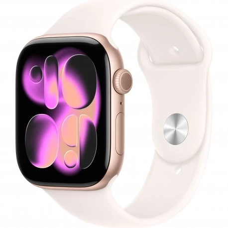 Apple Watch Series 11 46mm (GPS) Rose Gold Aluminium Case with Light Blush Sport Band - M/L (MEV74)