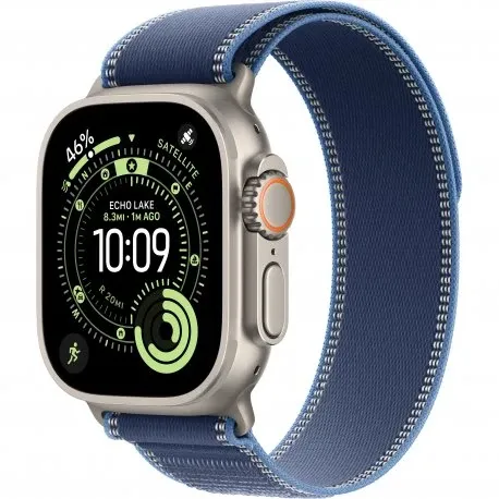 Apple Watch Ultra 3 49mm (GPS+LTE) Natural Titanium Case with Blue/Bright Blue Trail Loop - M/L
