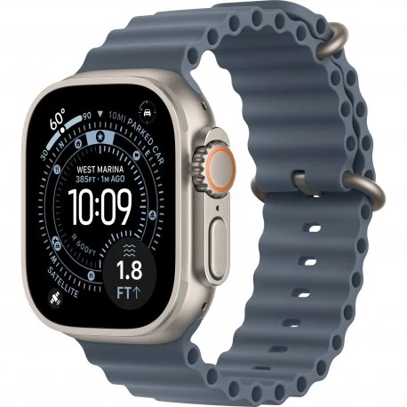 Apple Watch Ultra 3 49mm (GPS+LTE) Natural Titanium Case with Anchor Blue Ocean Band (MEWH4)