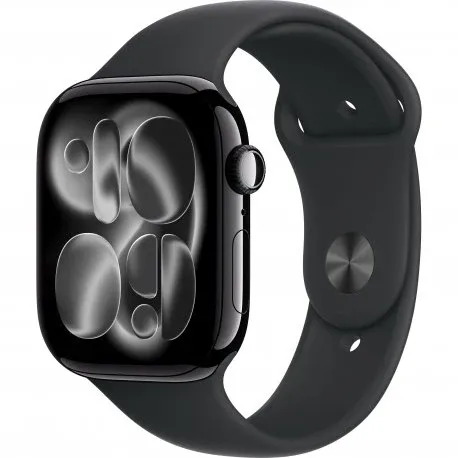Apple Watch Series 11 46mm (GPS) Jet Black Aluminium Case with Black Sport Band - S/M (MEUW4)