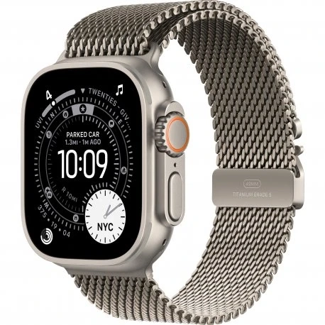 Apple Watch Ultra 3 49mm (GPS+LTE) Natural Titanium Case with Natural Titanium Milanese Loop - Large (MF0E4)