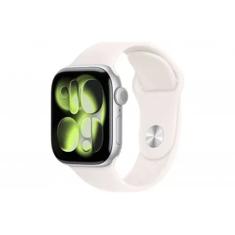 Apple Watch Series 11 42mm (GPS) Silver Aluminium Case with Light Blush Sport Band - S/M (MEW34,MXLN3)