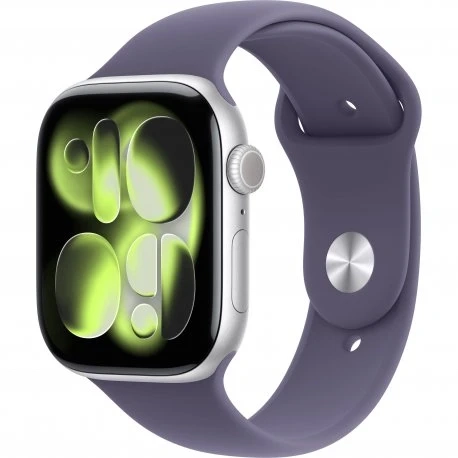 Apple Watch Series 11 46mm (GPS) Silver Aluminium Case with Purple Fog Sport Band - M/L (MEVA4)