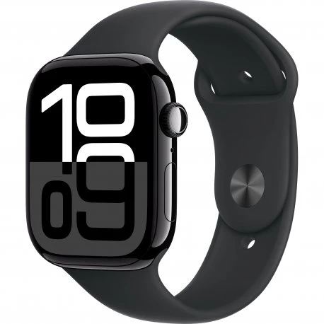 Apple Watch Series 10 46mm (GPS) Jet Black Aluminium Case with Black Sport Band - M/L (MWWQ3)
