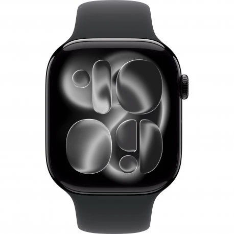 Apple Watch Series 11 46mm (GPS) Jet Black Aluminium Case with Black Sport Band - M/L (MEUX4)