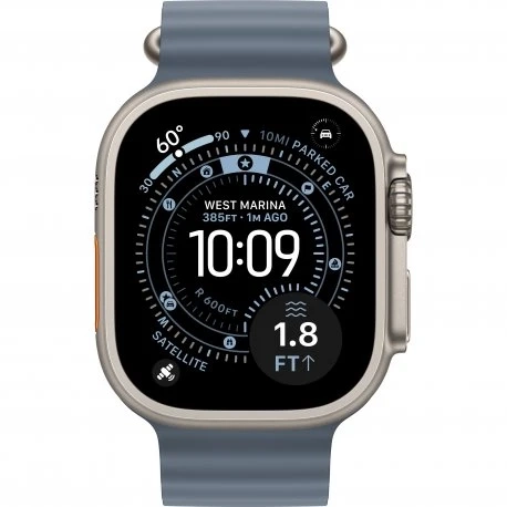 Apple Watch Ultra 3 49mm (GPS+LTE) Natural Titanium Case with Anchor Blue Ocean Band (MEWH4)