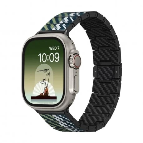 Ремінець Pitaka Dreamland Stairs Chroma Carbon Band для Apple Watch 49/45/44mm Blue/Cooper (AWB2305)