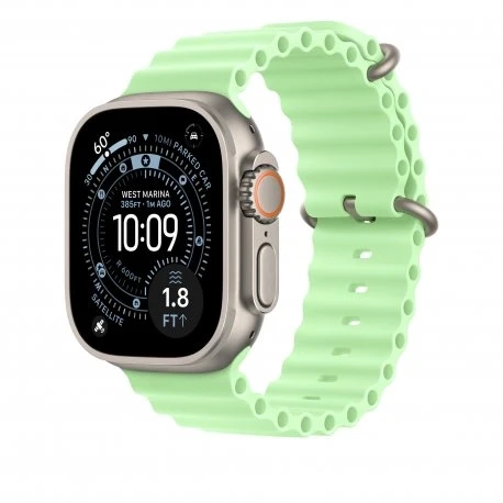 Ремінець Ocean Band для Apple Watch 49mm Neon Green Ocean Band - Natural Titanium Finish (MGCF4)