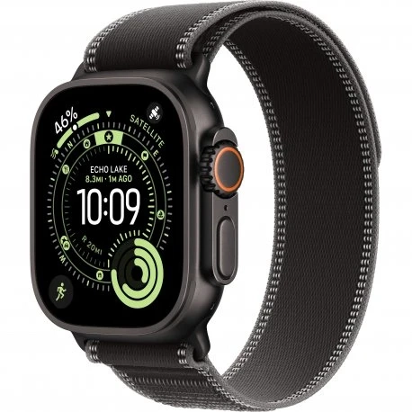 Apple Watch Ultra 3 49mm (GPS+LTE) Black Titanium Case with Black/Charcoal Trail Loop - S/M