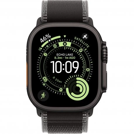 Apple Watch Ultra 3 49mm (GPS+LTE) Black Titanium Case with Black/Charcoal Trail Loop - M/L