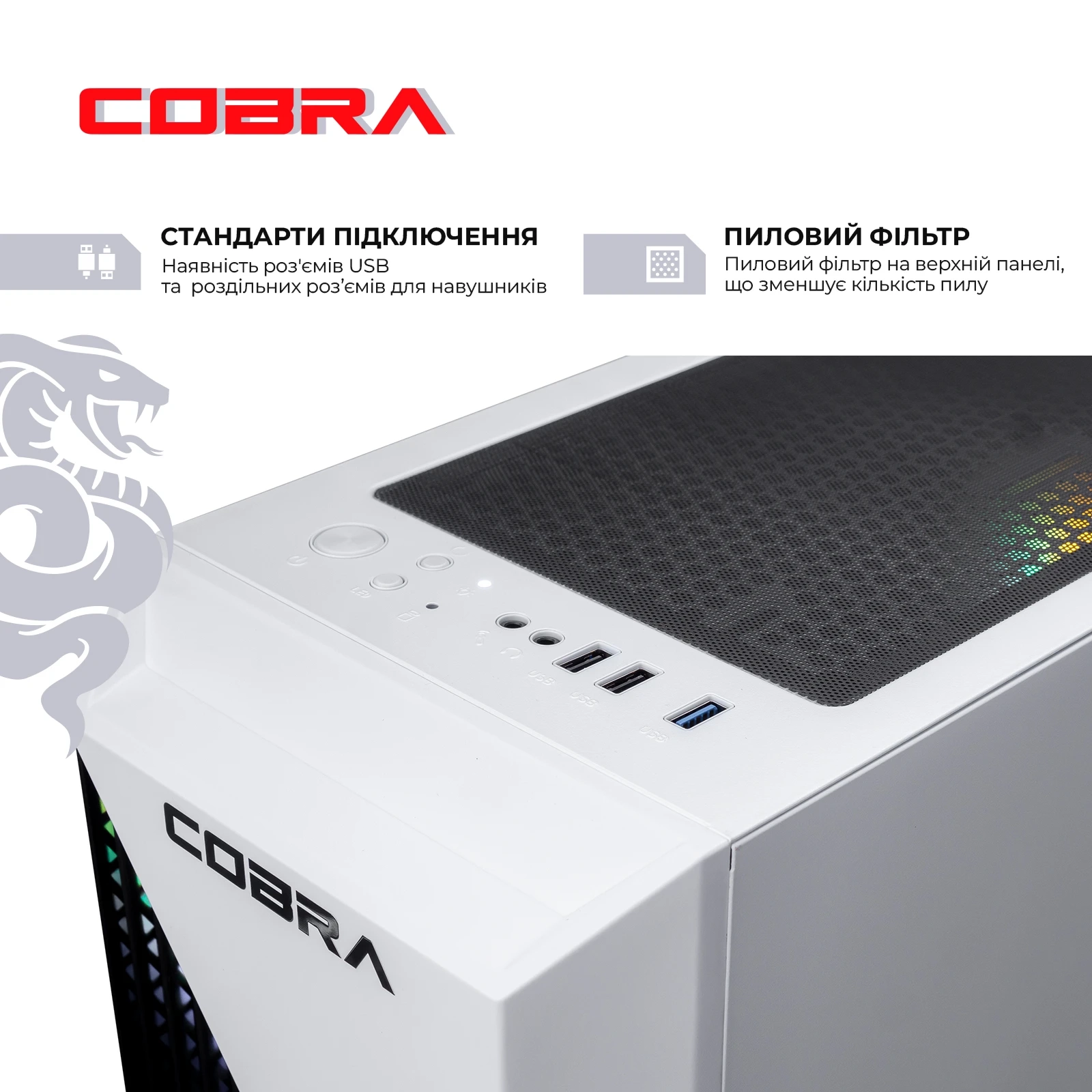Ігровий комп`ютер COBRA Go RTX 5060 / Ryzen 5 5500 / RAM 32GB / SSD 1TB / Win 11 (R5G23513)