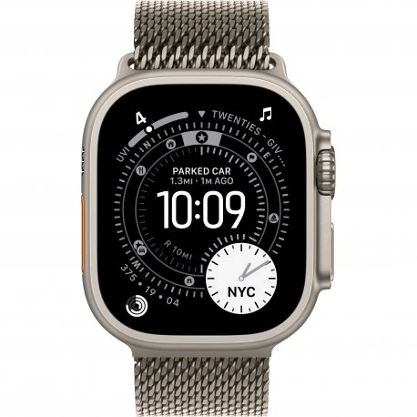 Apple Watch Ultra 3 49mm (GPS+LTE) Natural Titanium Case with Natural Titanium Milanese Loop - Medium (MEWY4)