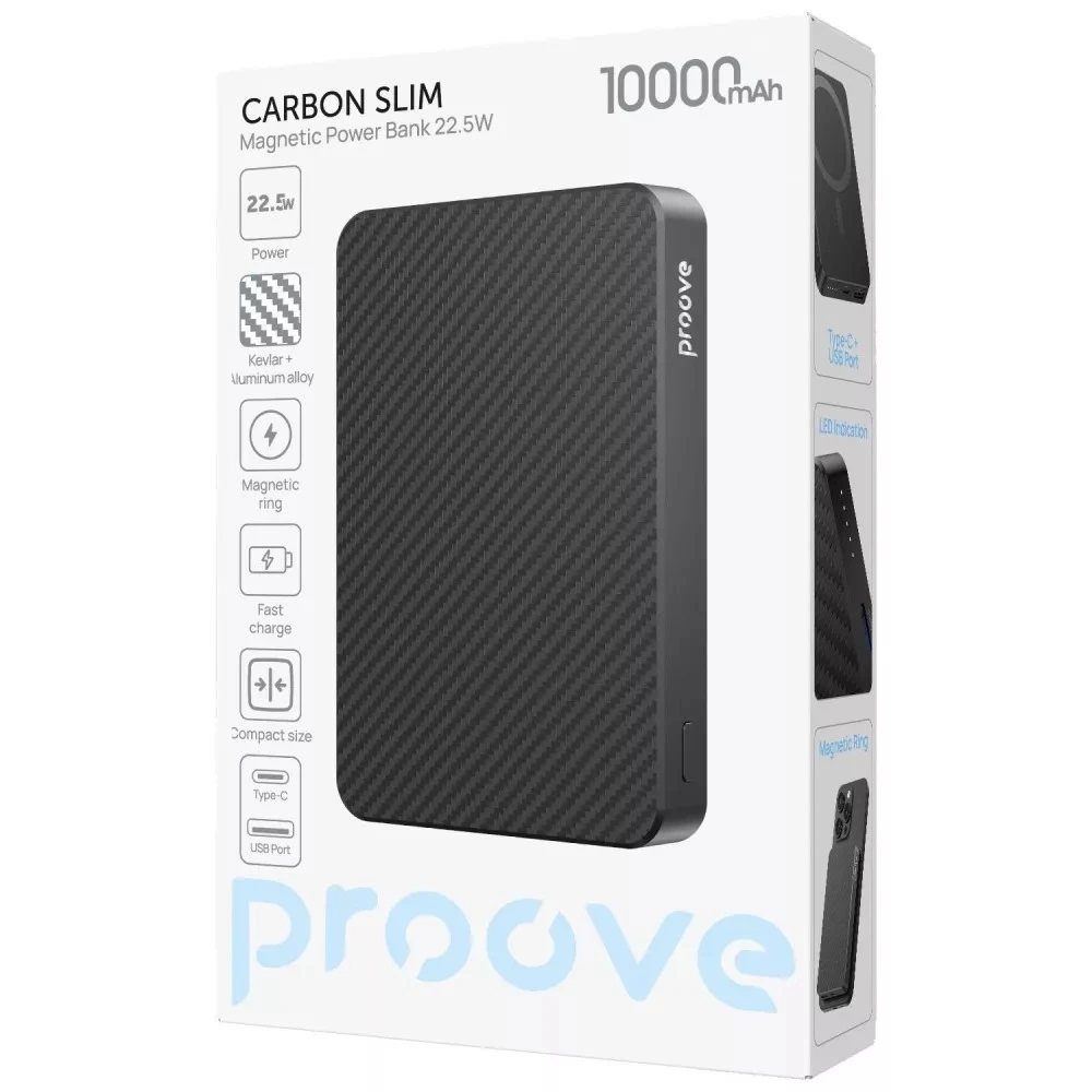Універсальна мобільна батарея Proove Carbon Slim 22.5W 10000mAh Black (PBCS22110001)