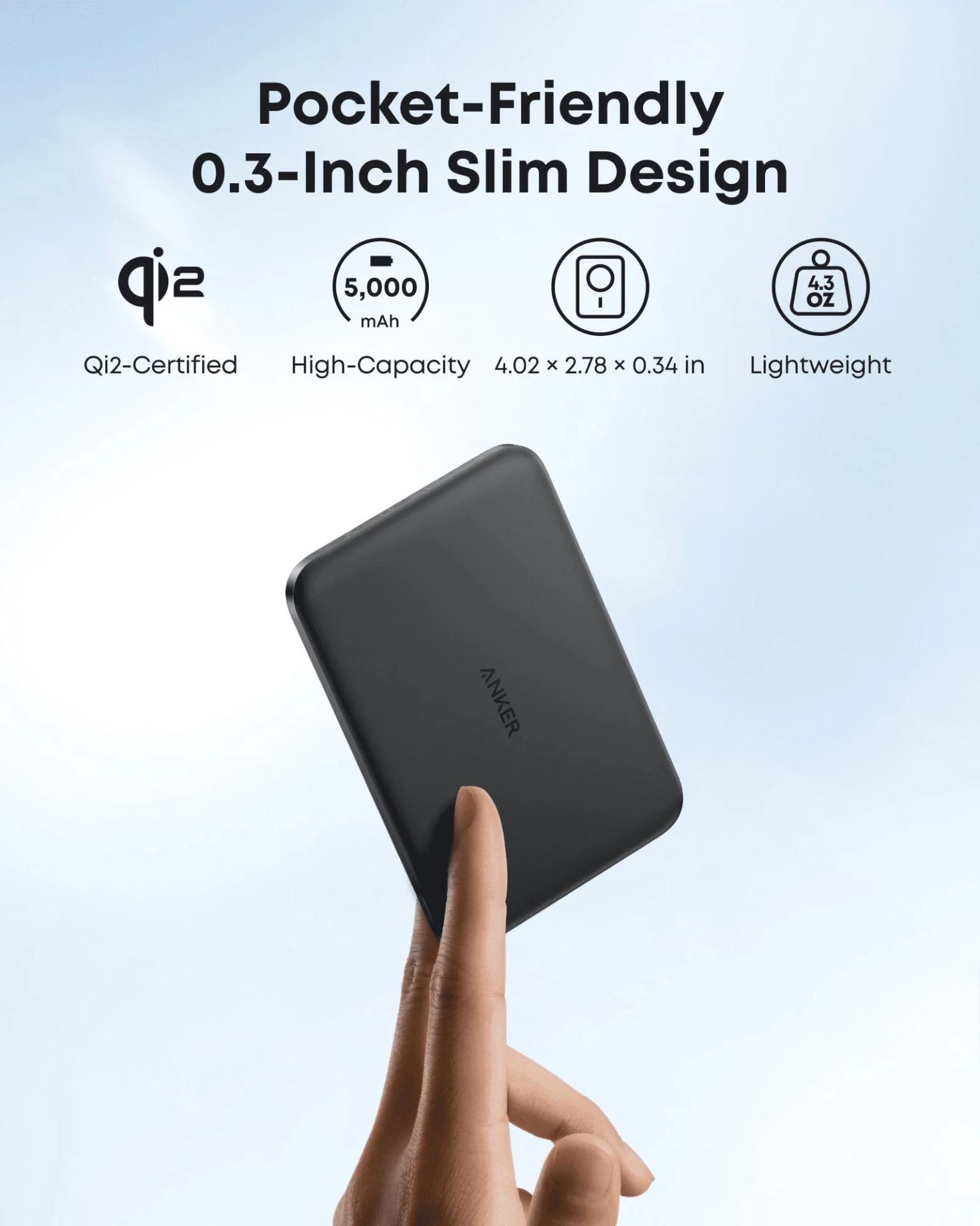 Універсальна мобільна батарея Anker Nano MagGo Slim 5000mAh 20W Black (A1665H11)